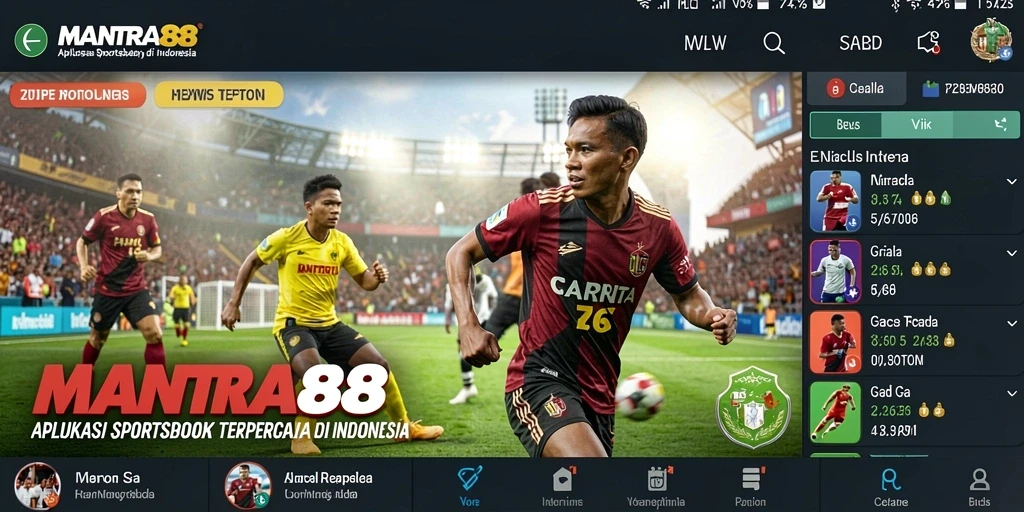 Screenshot MANTRA88 menampilkan antarmuka taruhan olahraga yang menarik.
