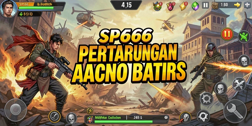 Tangkapan layar SP666 menampilkan aksi seru dalam pertarungan melawan musuh.