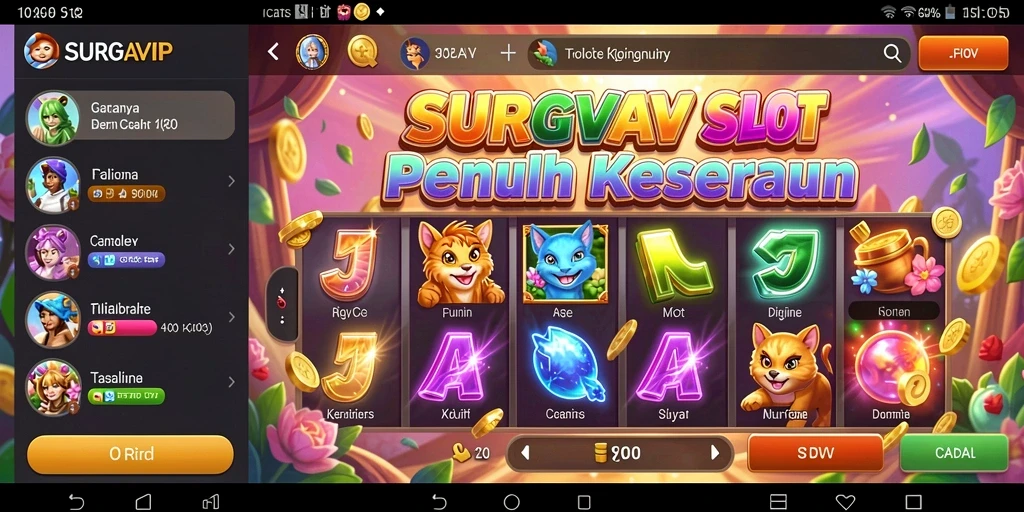 Tampilan menarik dari gameplay SURGAVIP dengan warna-warni dan animasi.
