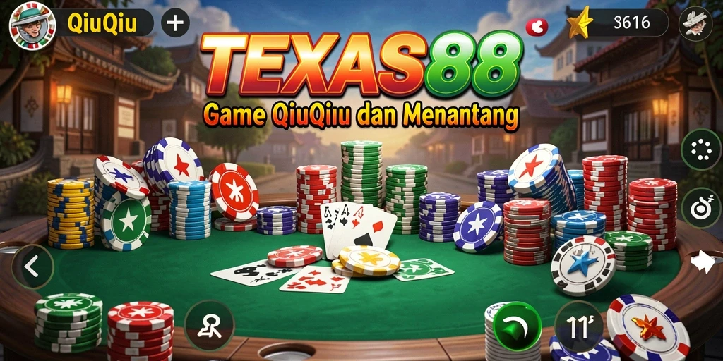 Gameplay seru TEXAS88 saat bermain QiuQiu bersama teman.
