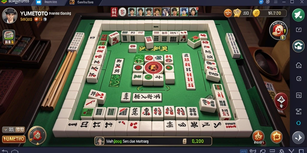 Tampilan menarik dari gameplay YUMETOTO dengan ubin Mahjong.
